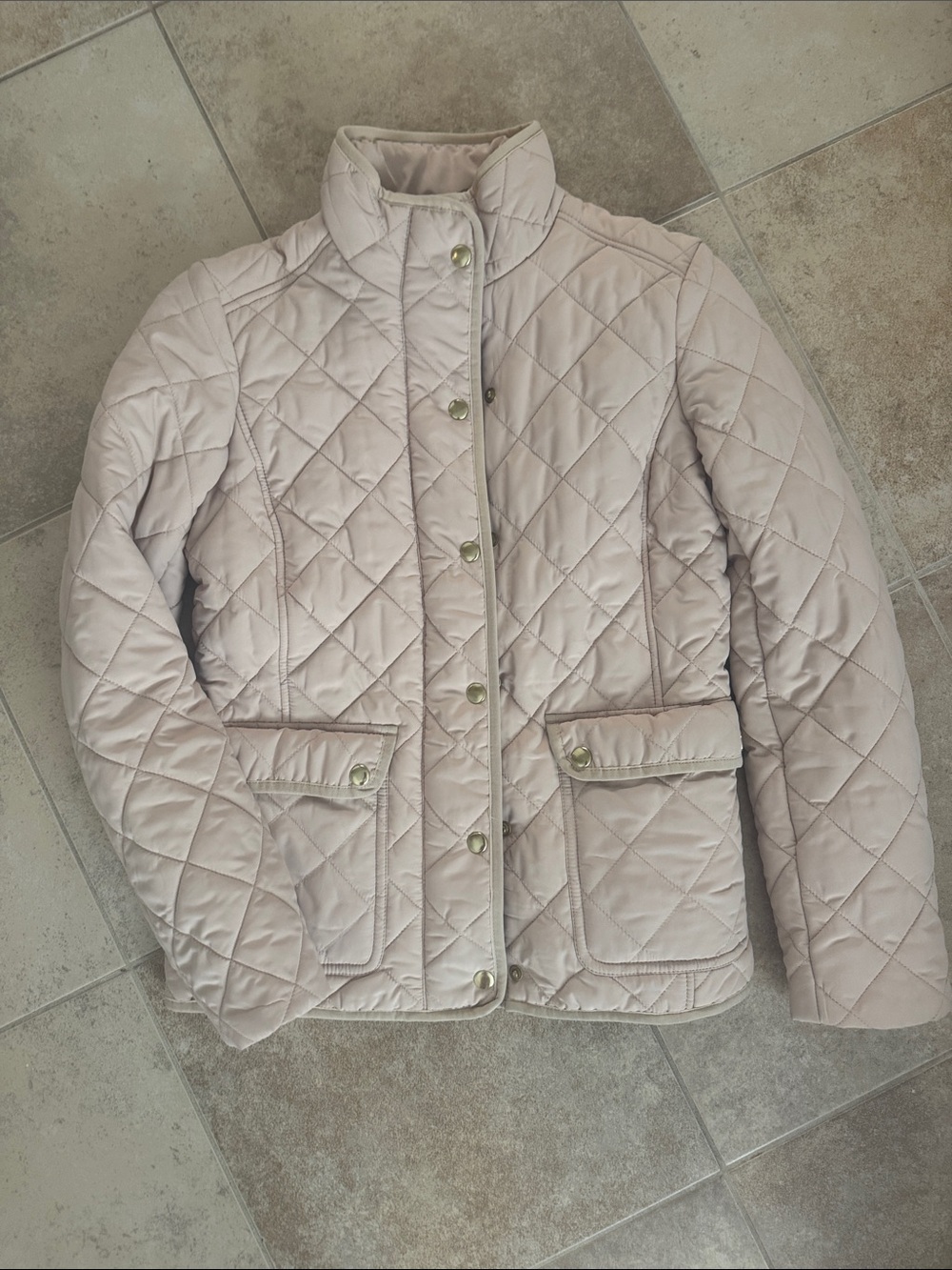 J. Crew Quilted Light Blush Diamond-Stitch Puffer Jacket